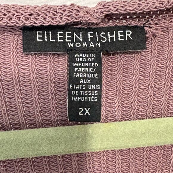 Eileen Fisher Corded Boxy V-Neck Long-Sleeve Knit Sweater Mauve Size 2X Organic - Picture 6 of 9